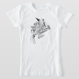 Camiseta Columnas Arte de Tatuaje Tribal Abstracto Negro Bl