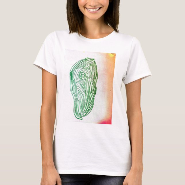 camiseta com arte e desenho feito a mão. (Anverso)