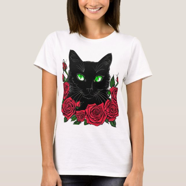 Camiseta com estampa de gato  (Anverso)