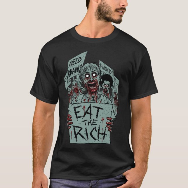 CAMISETA COMA A LOS ZOMBIS RICOS (Anverso)