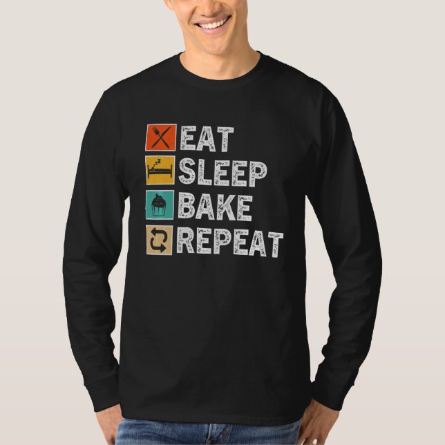Camiseta Coma Baker Baker Baker Baker de hormigón repetido (Anverso)