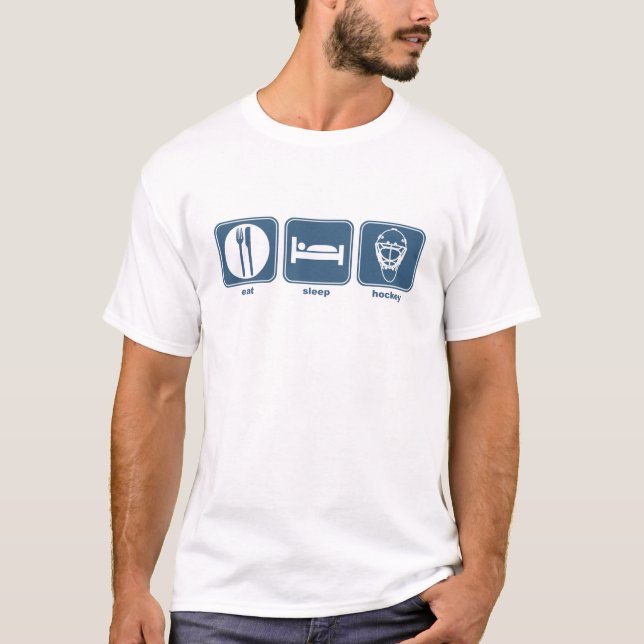 Camiseta coma, duerma, hockey (Anverso)