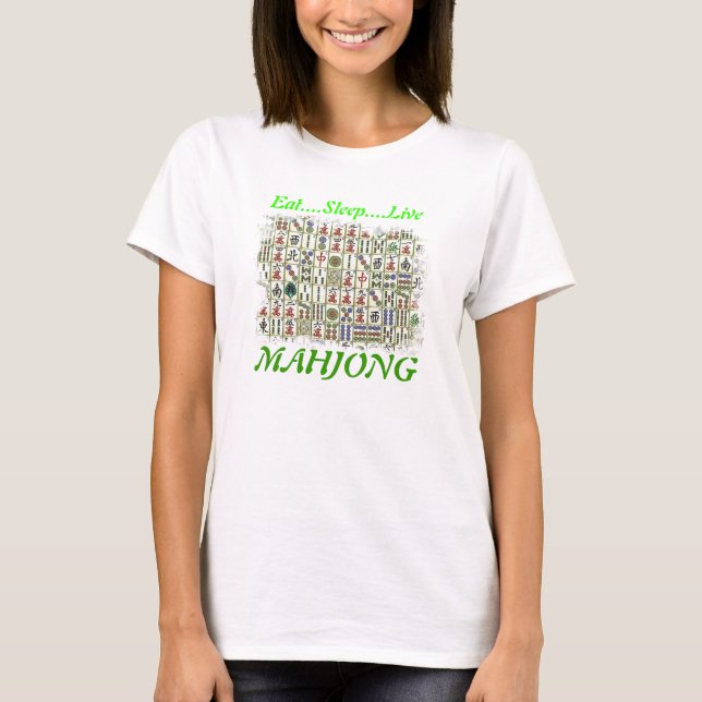 Camiseta coma, duerma, vivo, MAHJONG (Anverso)