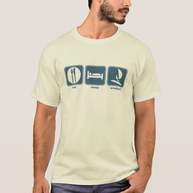 Camiseta coma, duerma, windsurf (Anverso)