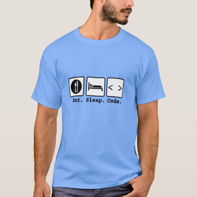 Camiseta coma el desgaste del empollón del código del sueño (Anverso)
