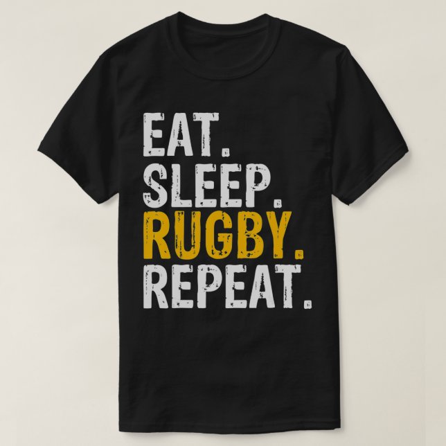 Camiseta Coma el regalo de repetición de Rugby Sleep (Diseño del anverso)