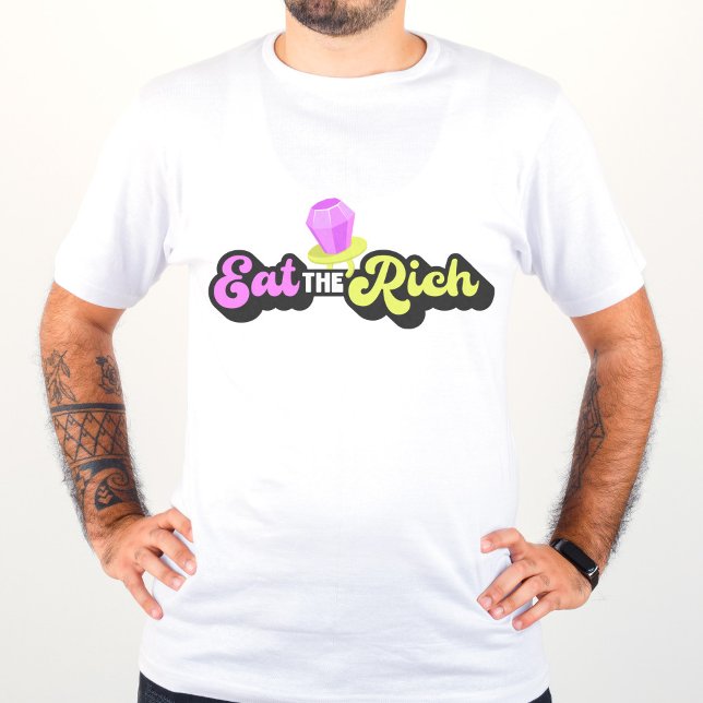 Camiseta Coma el rico anillo de diamantes de los 90, cómico (Subido por el creador)