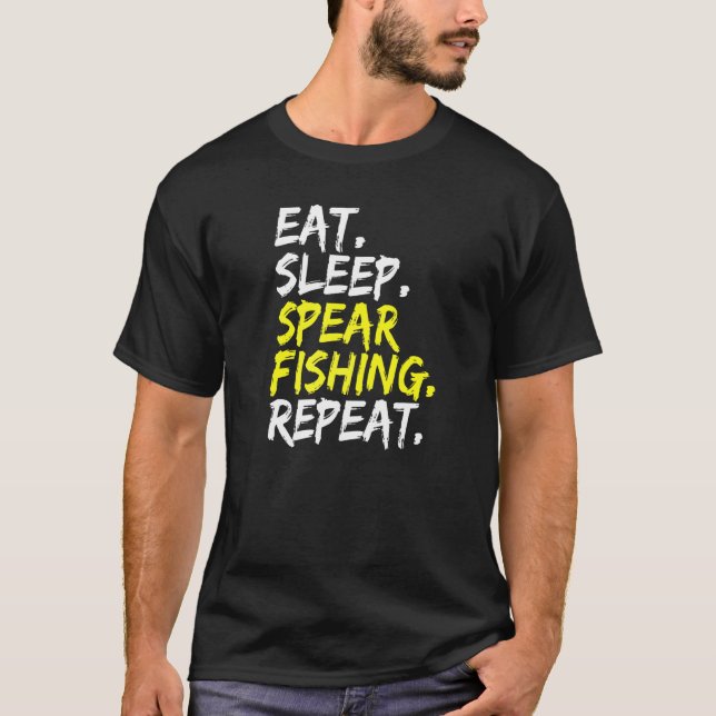 Camiseta Coma el Sleep Spear Fishing Repetir pesca de punta (Anverso)