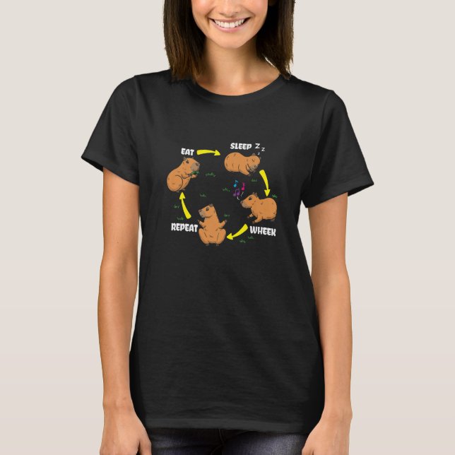 Camiseta Coma el Sleep Wheel Repetir el Capybara Whisperer  (Anverso)