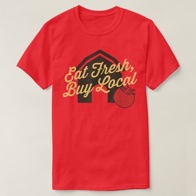 Camiseta Coma fresco, compra el mercado de los granjeros de (Diseño del anverso)