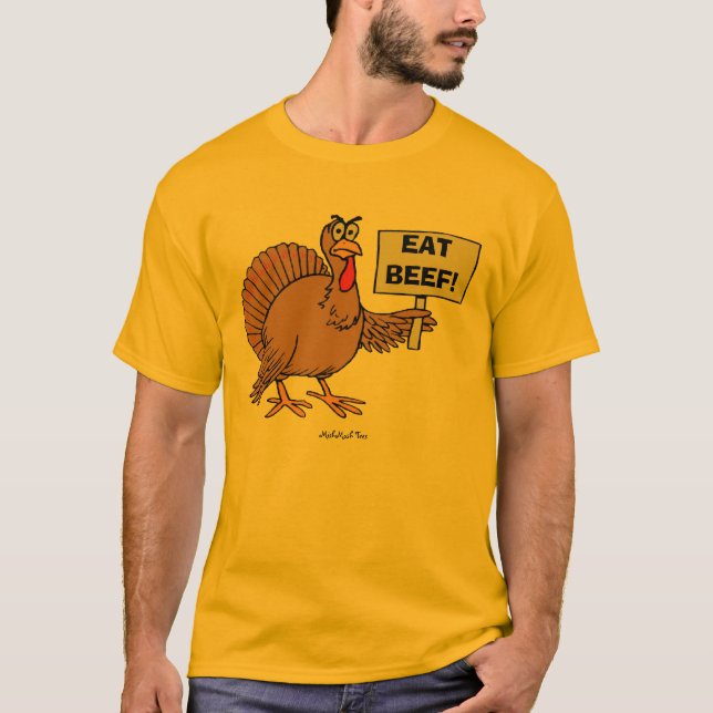 Camiseta Coma la carne de vaca (el pavo) (Anverso)