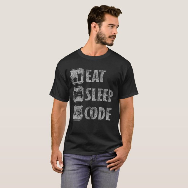 Camiseta Coma la codificación apenada divertida del código (Anverso completo)