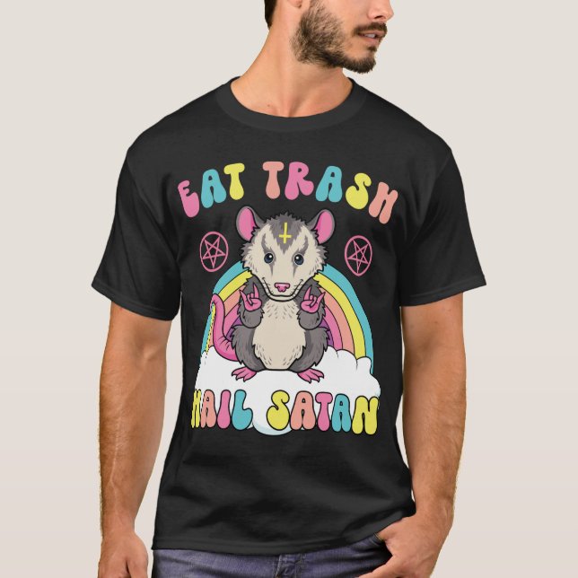 Camiseta Coma la cola de la basura Satan Kawaii Pastel Góti (Anverso)