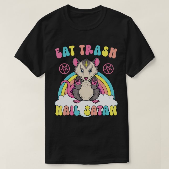 Camiseta Coma la cola de la basura Satan Kawaii Pastel Góti (Diseño del anverso)