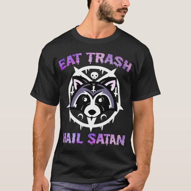 Camiseta Coma la cola de la basura Satan Raccoon Trash Pand (Anverso)