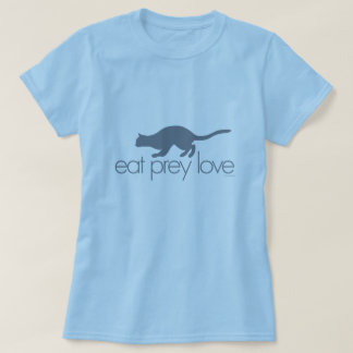Camiseta coma la impresión gris del amor de la presa