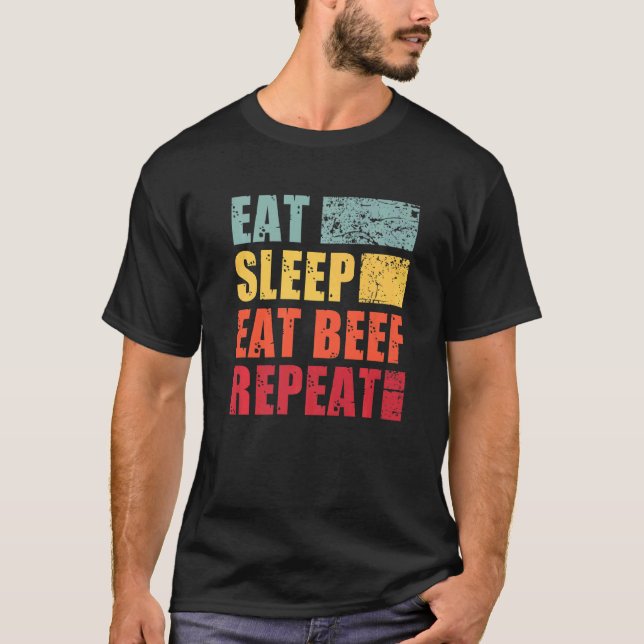 Camiseta Coma la repetición de la carne de vacuno (Anverso)