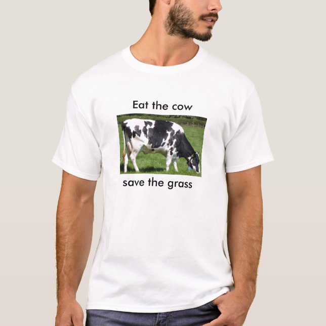 Camiseta Coma la reserva de la vaca la hierba (Anverso)