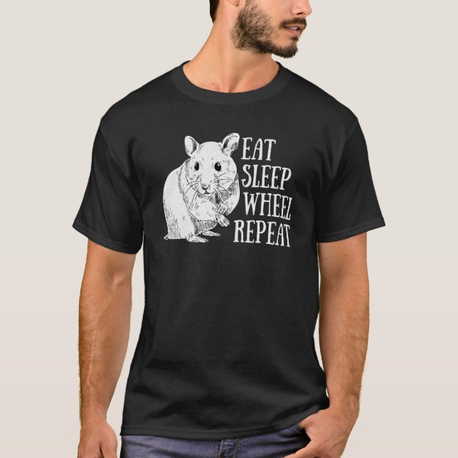 Camiseta Coma La Rueda De Sueño Repita La Cuta De Hamster Y (Anverso)