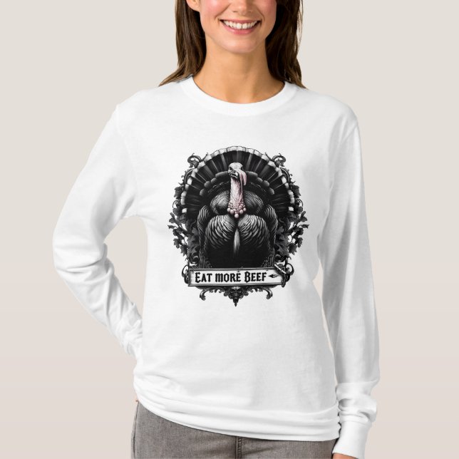 Camiseta Coma más carne de vacuno 07 (Anverso)