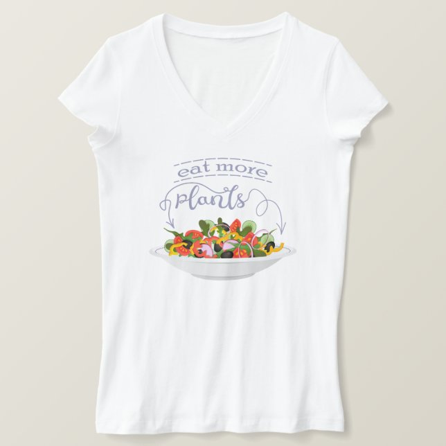Camiseta Coma más plantas con letras de motivación de ensal (Anverso del diseño)