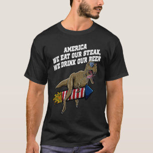 Camiseta Coma Nuestra Bebida Steak Beer American Foodie USA