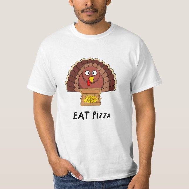 Camiseta Coma Pizza Con La Turquía Del Día De Gracias (Anverso)