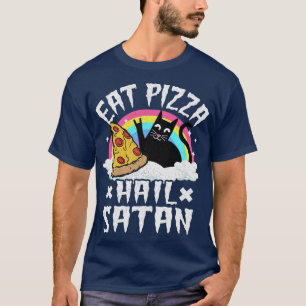 Camiseta Coma pizza, granizo, satán, gato, banda de rock, m