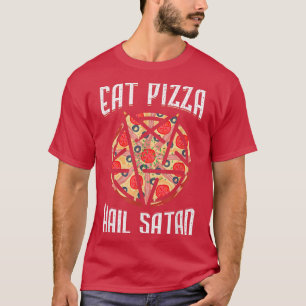 Camiseta Coma Pizza Hail Satan Occultism Pentagram 