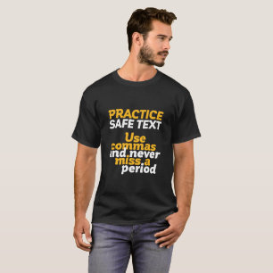 Camiseta Coma segura del uso del texto de la gramática de