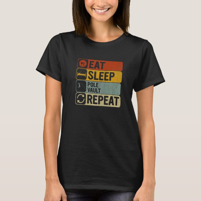 Camiseta Coma Sleep Pole Vault Repetir Retro 60's 70s Pole  (Anverso)