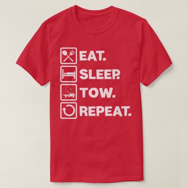 Camiseta Coma Sleep Tow Truck Car Trucker Automovil (Diseño del anverso)