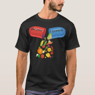 Camiseta Coma su alimentación saludable con la píldora vege