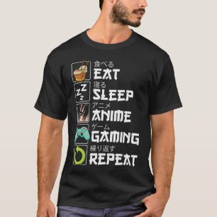 Camiseta Coma Sueño Anime Gaming Repetir Kawaii Otaku Anime