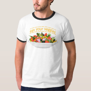 Camiseta Coma tus verduras Cita cuenco de ensaladas frescas