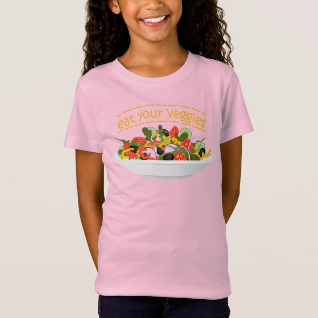 Camiseta Coma tus verduras Cita cuenco de ensaladas frescas (Anverso)