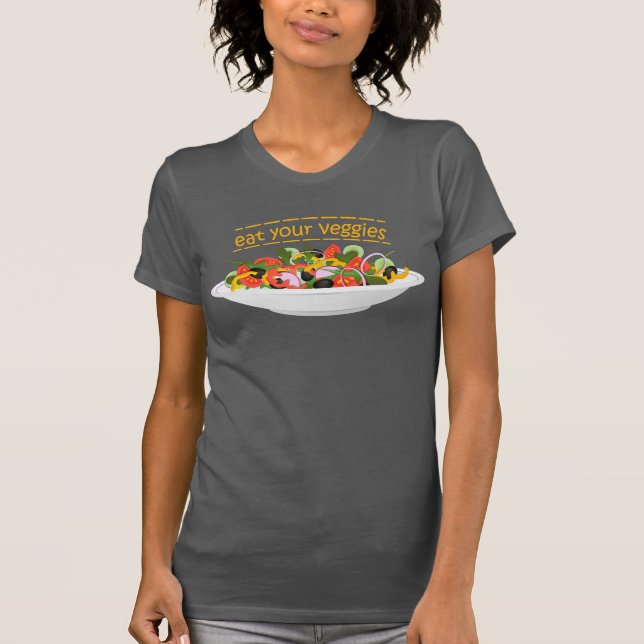 Camiseta Coma tus verduras Cita cuenco de ensaladas frescas (Anverso)