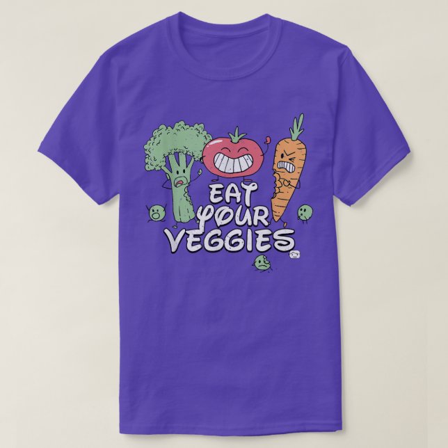 Camiseta Coma tus verduras Graciosas Vegetarianas (Diseño del anverso)