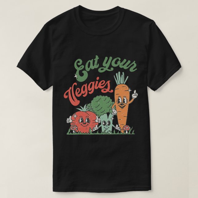 Camiseta Coma tus verduras Retro 90 Estilo Vegetable Funny  (Diseño del anverso)