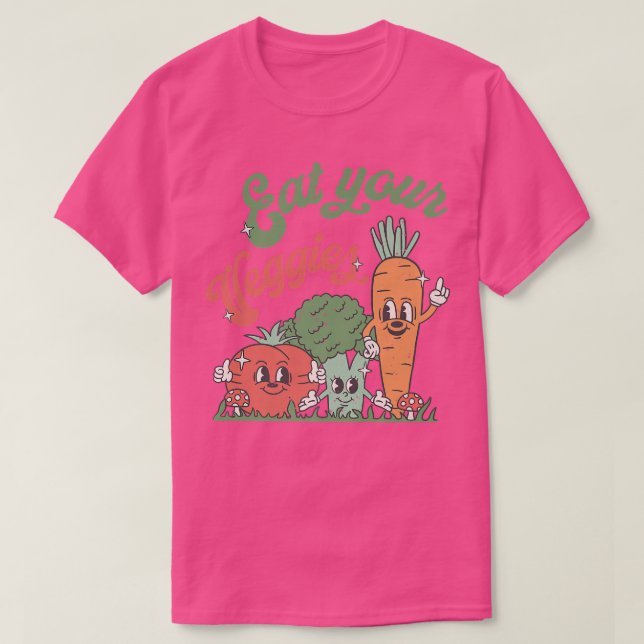 Camiseta Coma tus verduras Retro 90 Estilo Vegetable Funny  (Diseño del anverso)