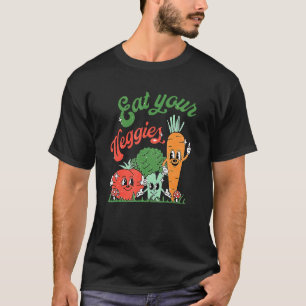 Camiseta Coma tus verduras Tomate arrojo Broccoli Vintage
