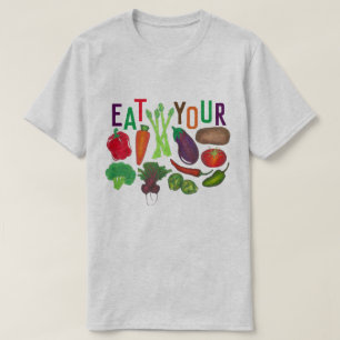 Camiseta Coma tus verduras Tomate de zanja Broccoli Pepper