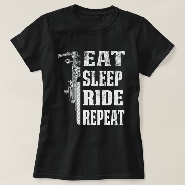 Camiseta Coma un viaje de sueño repetido moto montando un r (Diseño del anverso)