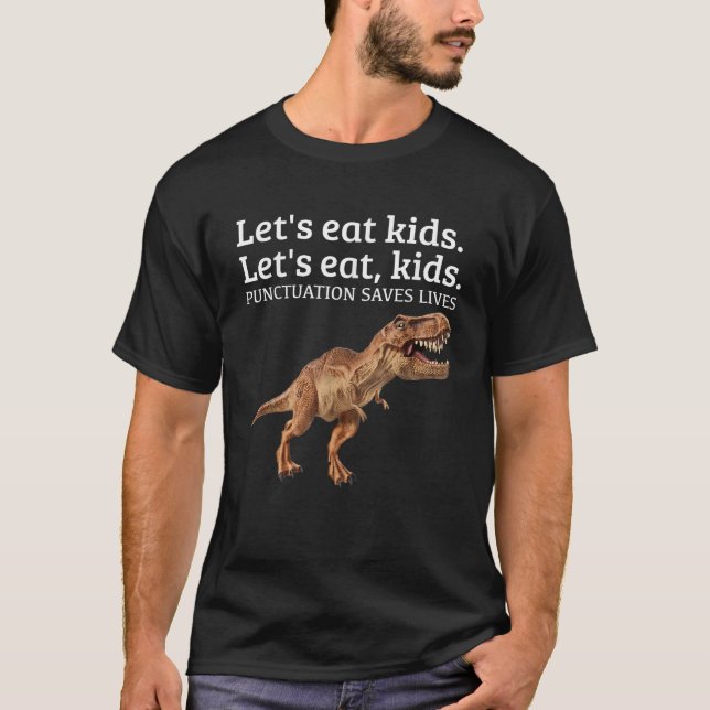 Camiseta Comamos la puntuación de niños divertidos salva vi (Anverso)
