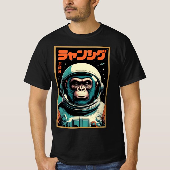 Camiseta Comandante Simio – Explorador Espacial Retro Futur (Anverso)