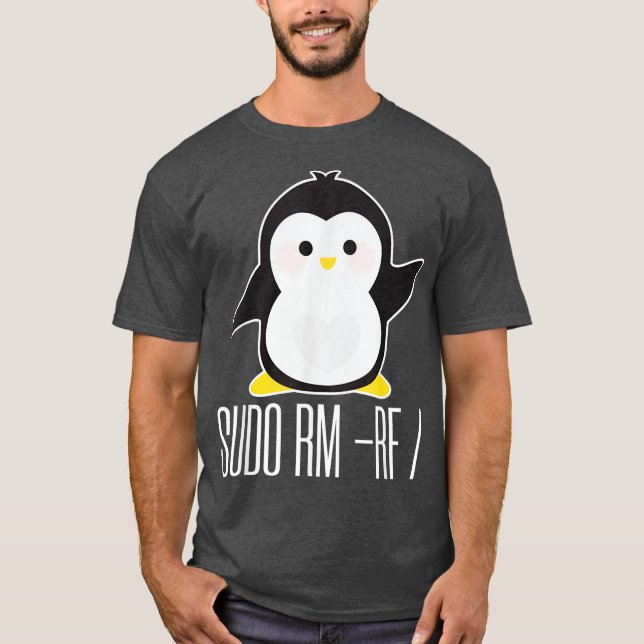 Camiseta comando sudo rm rf Funny Linu sysadmin (Anverso)