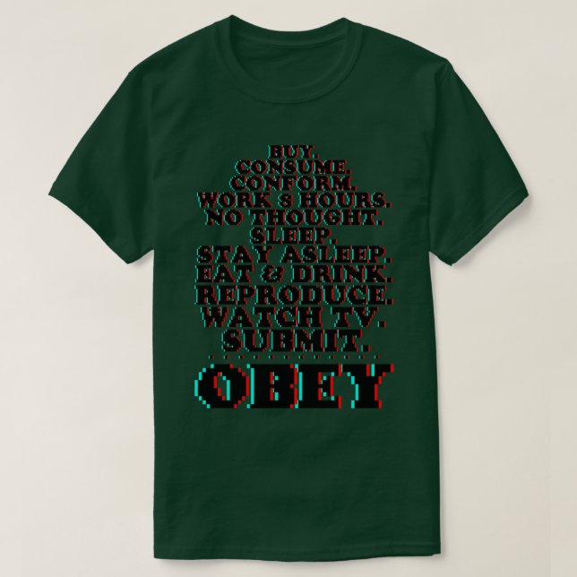Camiseta Comandos en vivo OBEDECER 3D Pixel (Diseño del anverso)