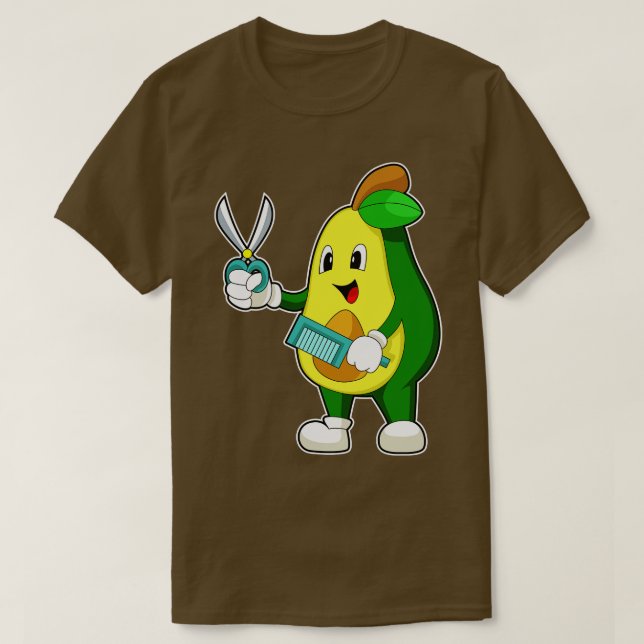 Camiseta Comb. de tijeras para peluquero de aguacate (Diseño del anverso)