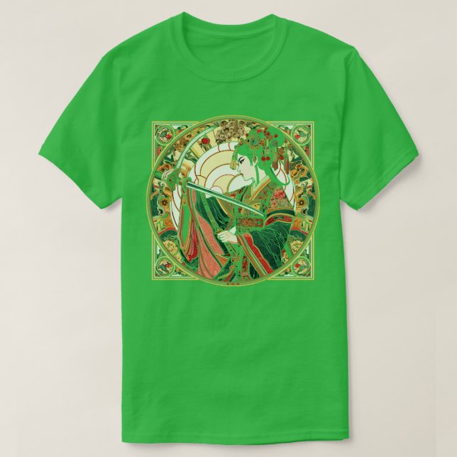 Camiseta Combatiente de espadas chino Art Deco Mucha (Diseño del anverso)