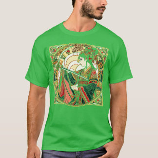 Camiseta Combatiente de espadas chino Art Deco Mucha